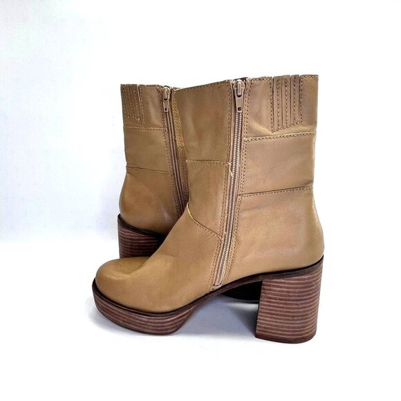 Lucky Brand Omarey Platform Boot Women's Size 10 in Tan Block Heel Inside Zip - Picture 6 of 16